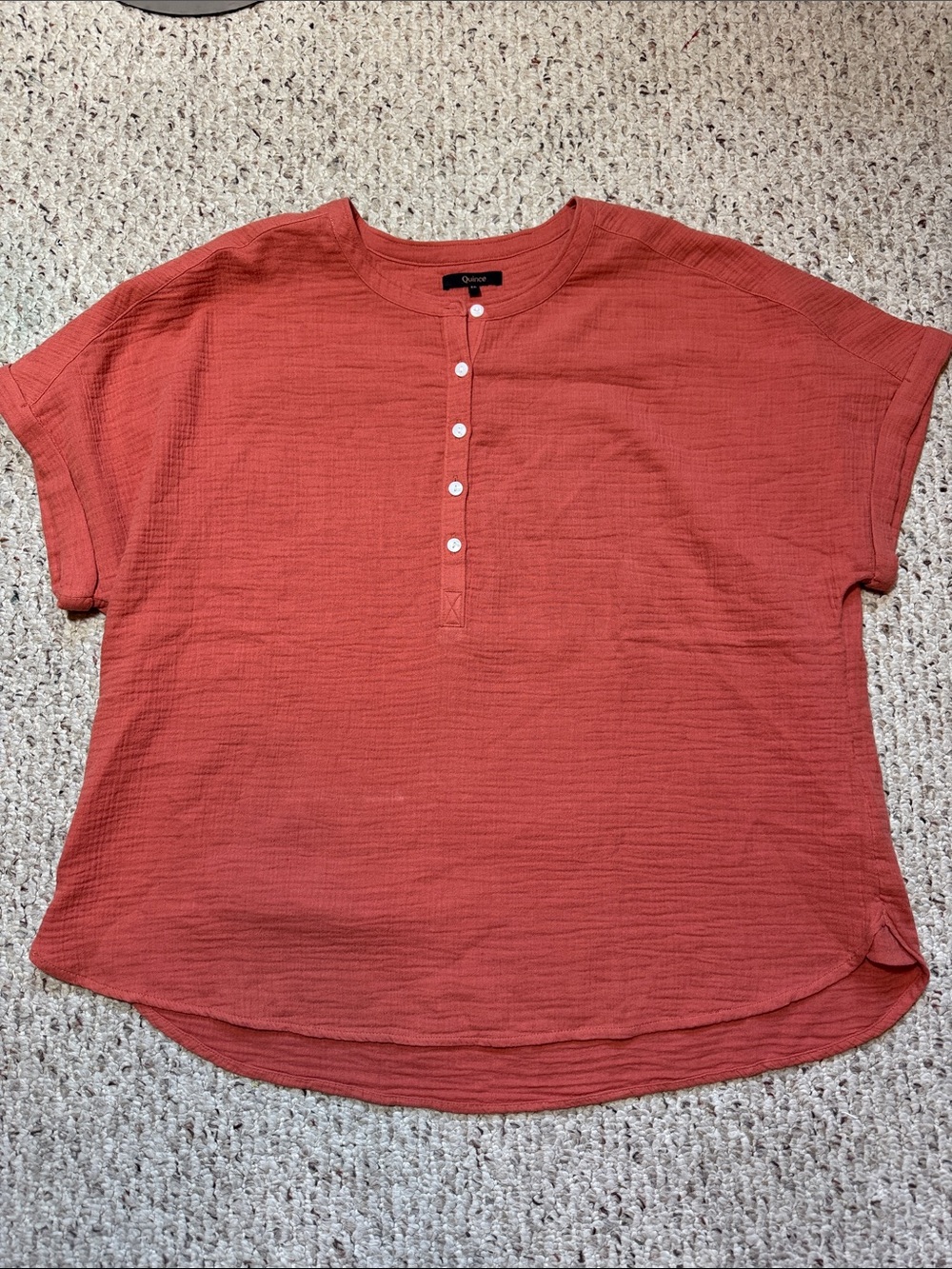 Quince Spiced Orange 100% Cotton Gauze Roll Sleeve Top Womens 2XL